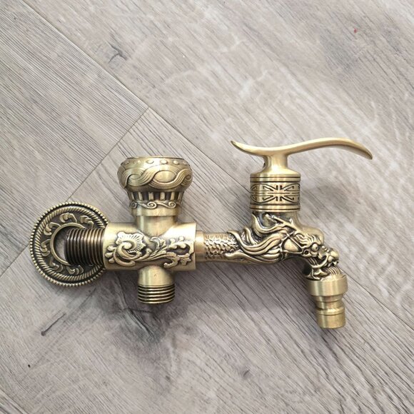 Antique style Brass Dragon Design Faucet With Handle and double spout - Picture 2 of 3